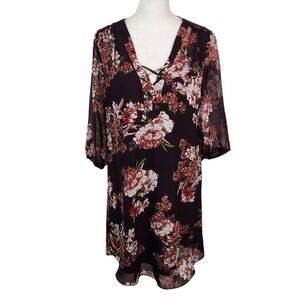 IZ Byer Burgundy Floral Dress Size Medium Oxblood Wedding Guest Dress